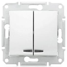 Изображение продукта Выключатель двухклавишный с синей подсветкой Schneider Electric Sedna 10A 250V 